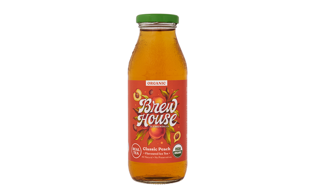Brewhouse Classic Peach Flavoured Ice Tea   Glass Bottle  350 millilitre